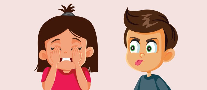 Rude,Boy,Annoying,Little,Sister,Being,Ignored,Vector,Cartoon,Illustration.